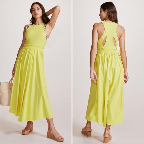 ANTHROPOLOGIE Daily Practice Jump High Cutout Dress In Yellow Sz XS Maxi Casual - Picture 1 of 16